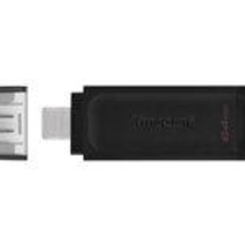 USB-C USB-stick Kingston DataTraveler 70 64 GB 3.2 Gen 1 – Sort