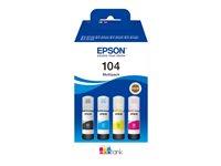 Blæk til printer - Epson EcoTank 104 multipack (BK/C/Y/M) blækrefill