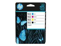 Blækpatroner HP 912 – sort, cyan, magenta, gul (4-pak) billede