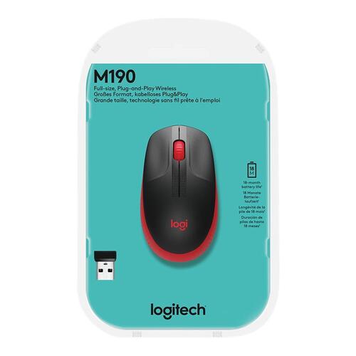 Trådløs mus Logitech M190 – optisk – rød