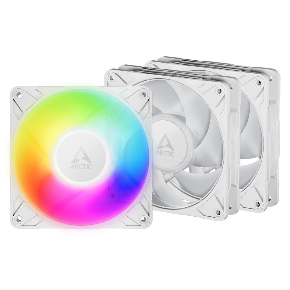 Kabinetsblæser ARCTIC P12 Pro A?RGB 3?pak - 120 mm, hvid