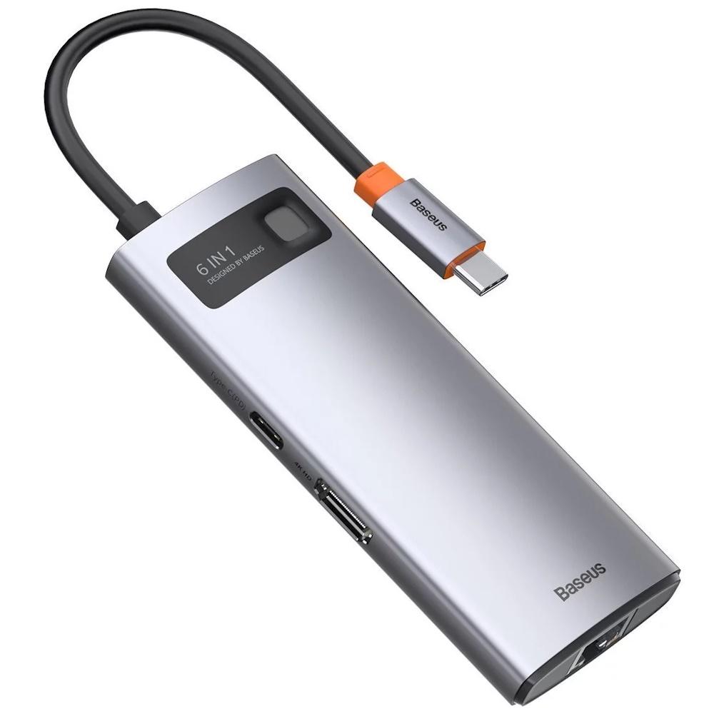 USB-C hub Baseus Metal Gleam 6-i-1 - 100 W, 5 Gbps, HDMI 4K