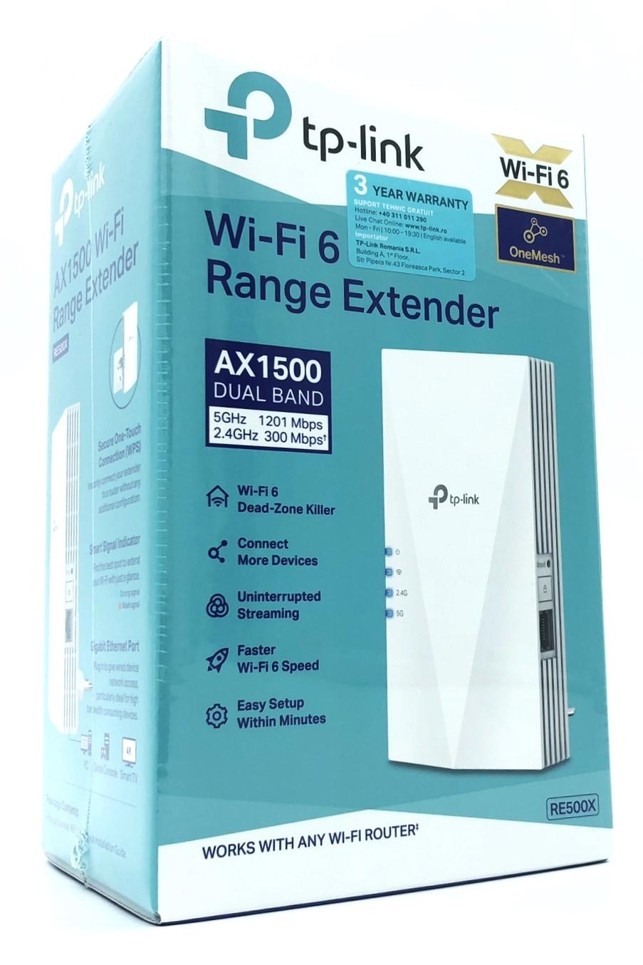 Wi-Fi 6 rækkeviddeforlænger TP-Link RE500X (AX1500)