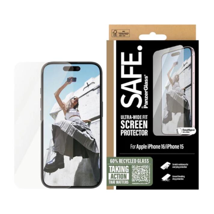 Skærmbeskyttelse PanzerGlass til iPhone 16/15 - Ultra-Wide Fit billede