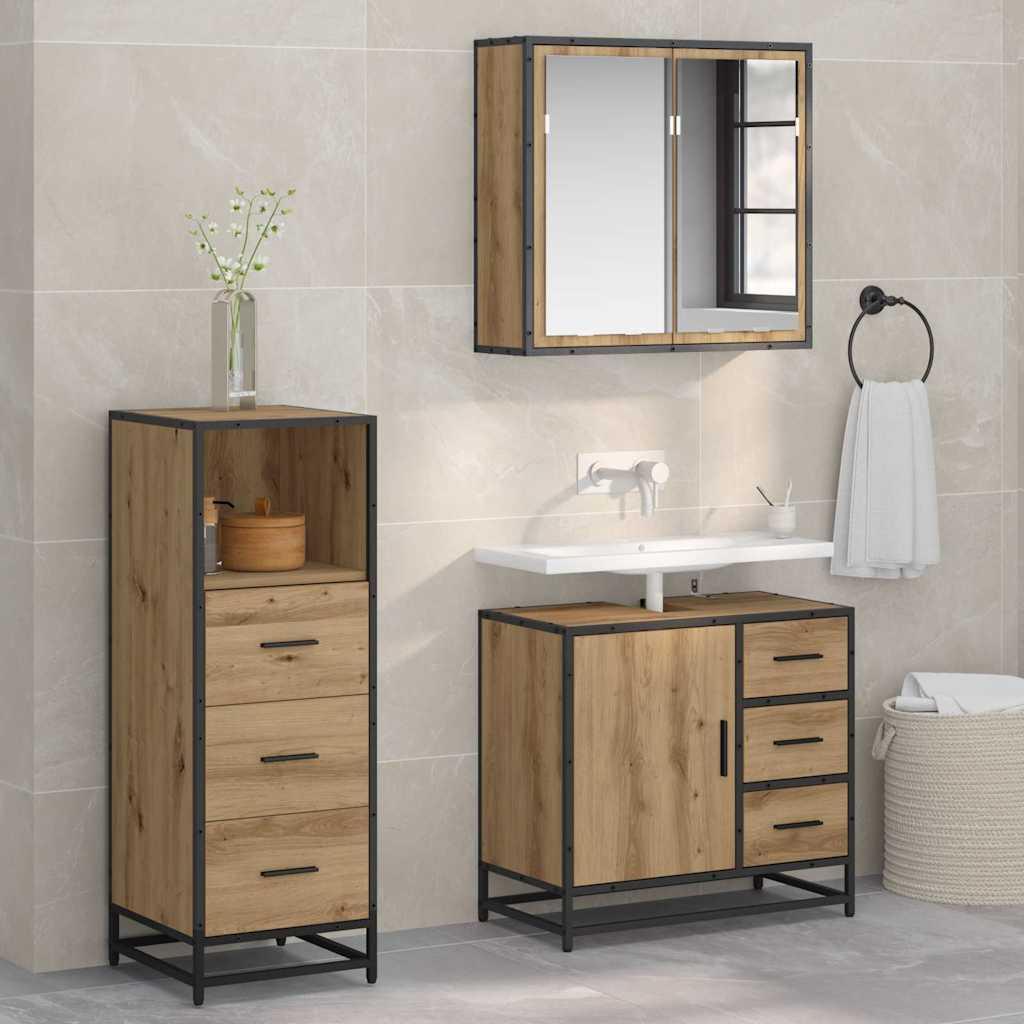 Badeværelsesmøbel sæt 3 stk artisan eg 35 x 37,5 x 100 cm