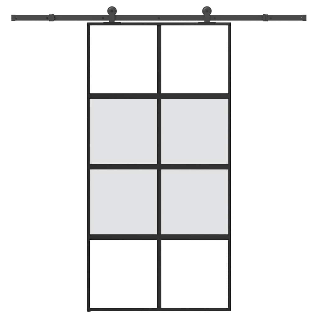 Skydedør med hardwaresæt 102,5x205 cm hærdet glas og aluminium billede