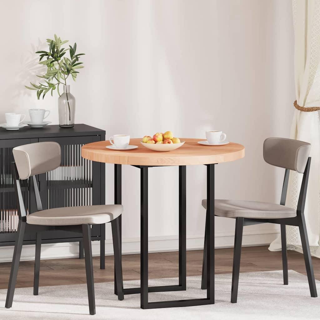 Bordplade Andet Lysebrun Ø 80 x 4 cm Solid egetræ