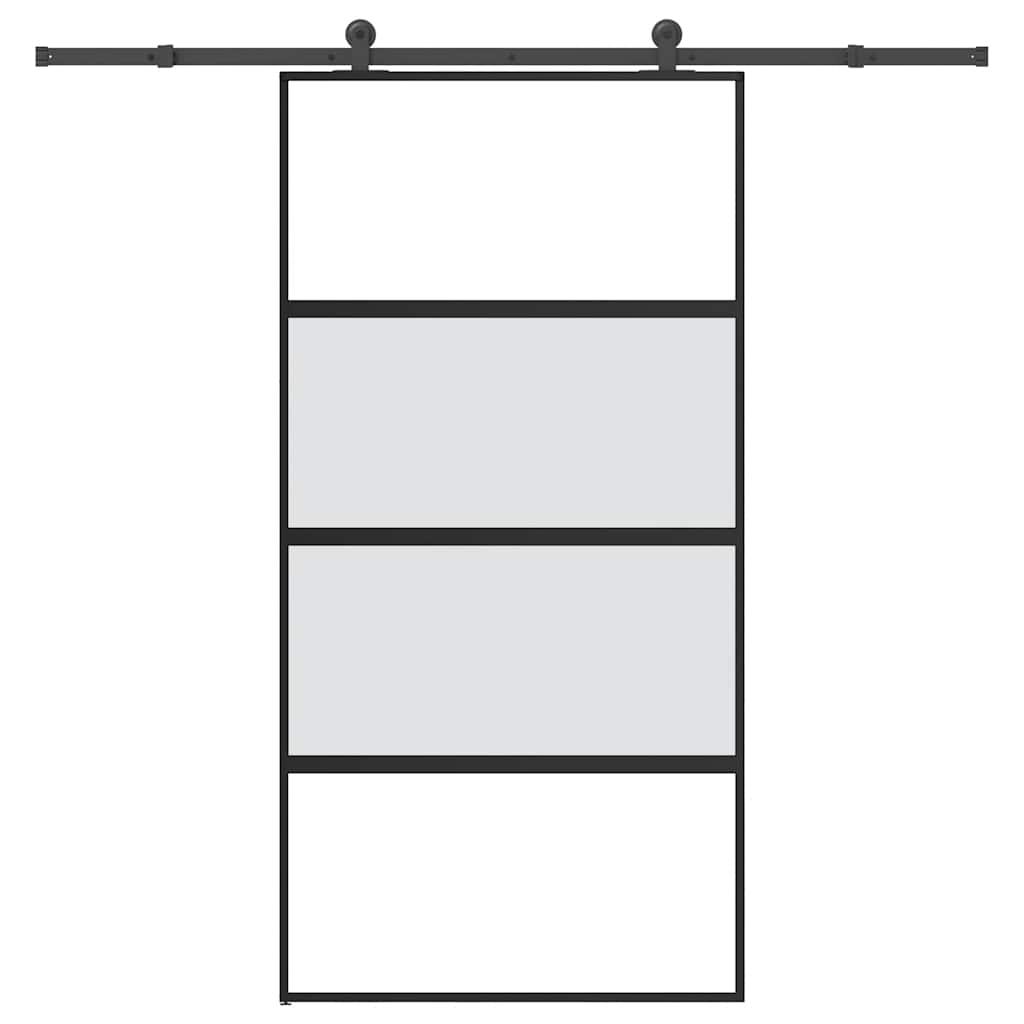 Skydedør med hardwaresæt 102,5x205 cm hærdet glas og aluminium billede
