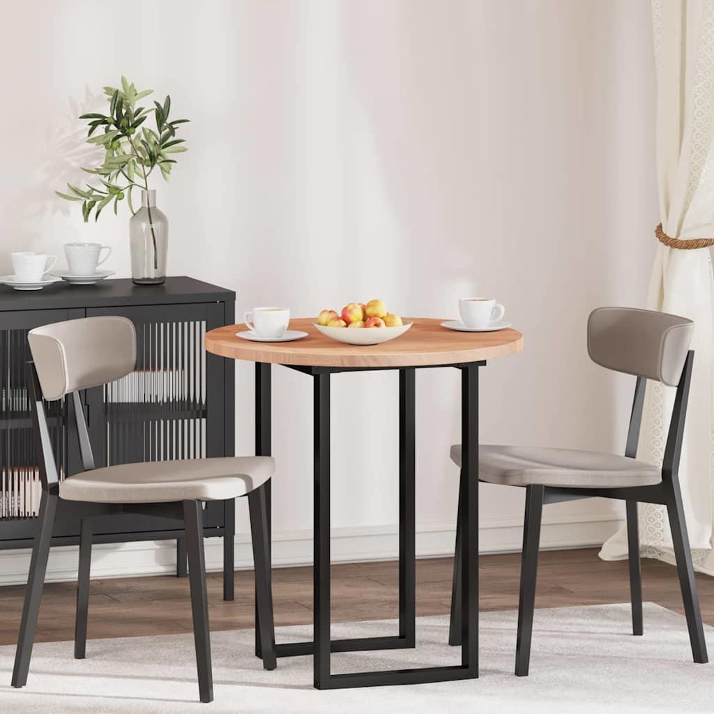 Bordplade Lysebrun Ø 80 x 2.5 cm Solid egetræ