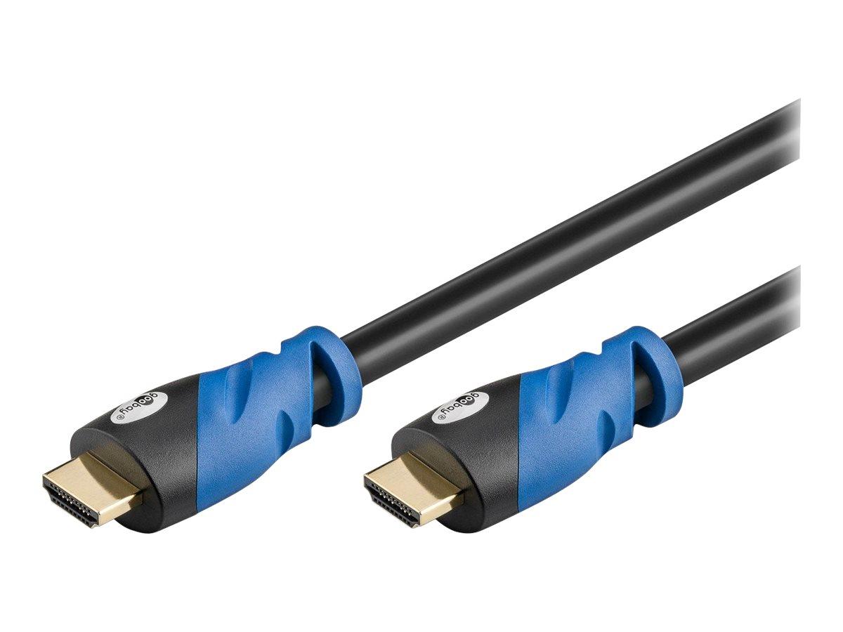 HDMI-kabel 4K 5 m – Goobay Premium, sort/blå