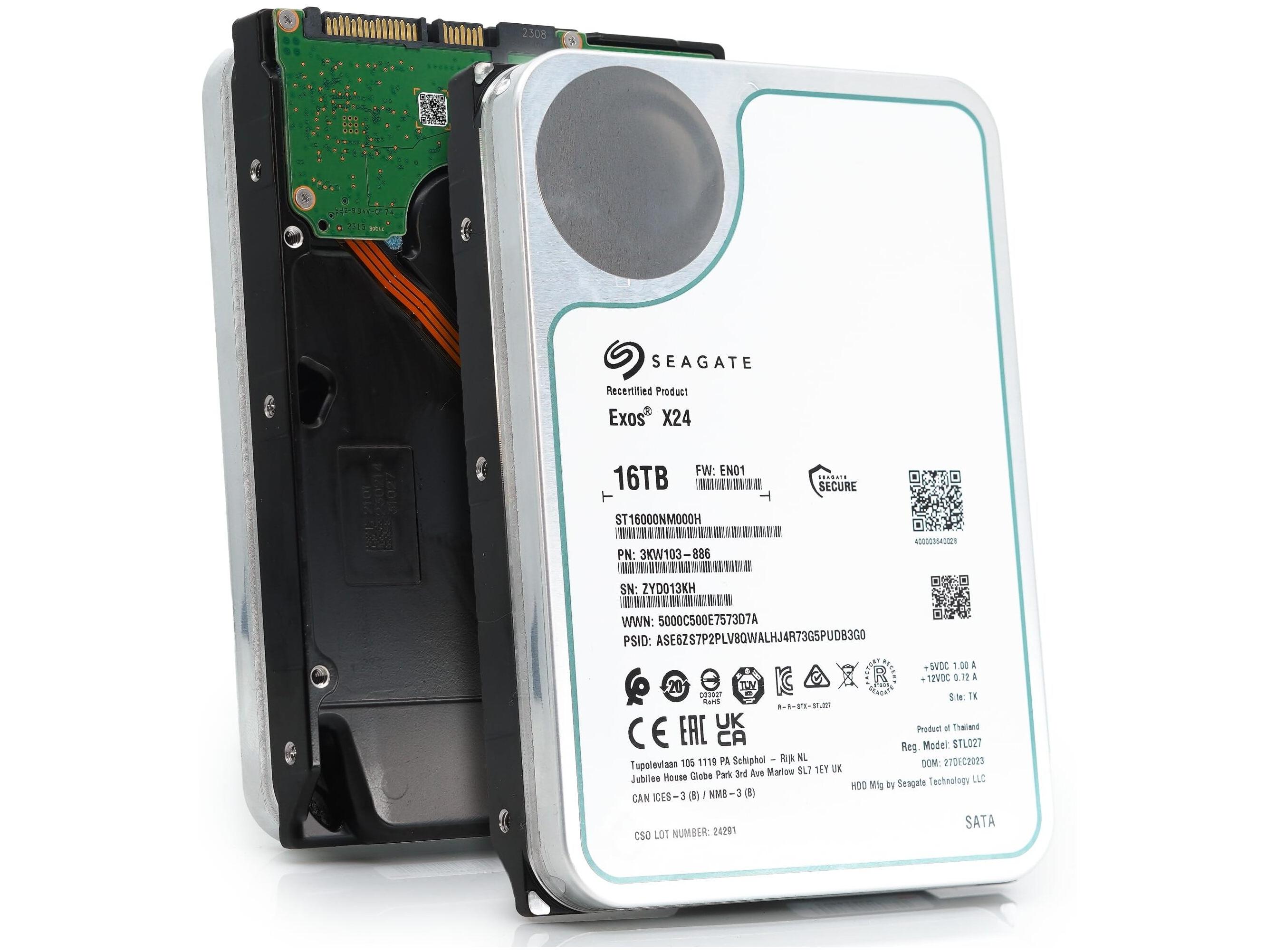 Harddisk 3,5" Seagate Exos X24 16 TB SATA 7200 rpm - Factory Refurbished
