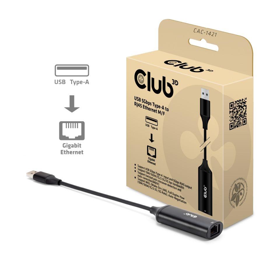 Netværksadapter USB-A til RJ45 5 Gbps - Club 3D (24,5 cm) billede