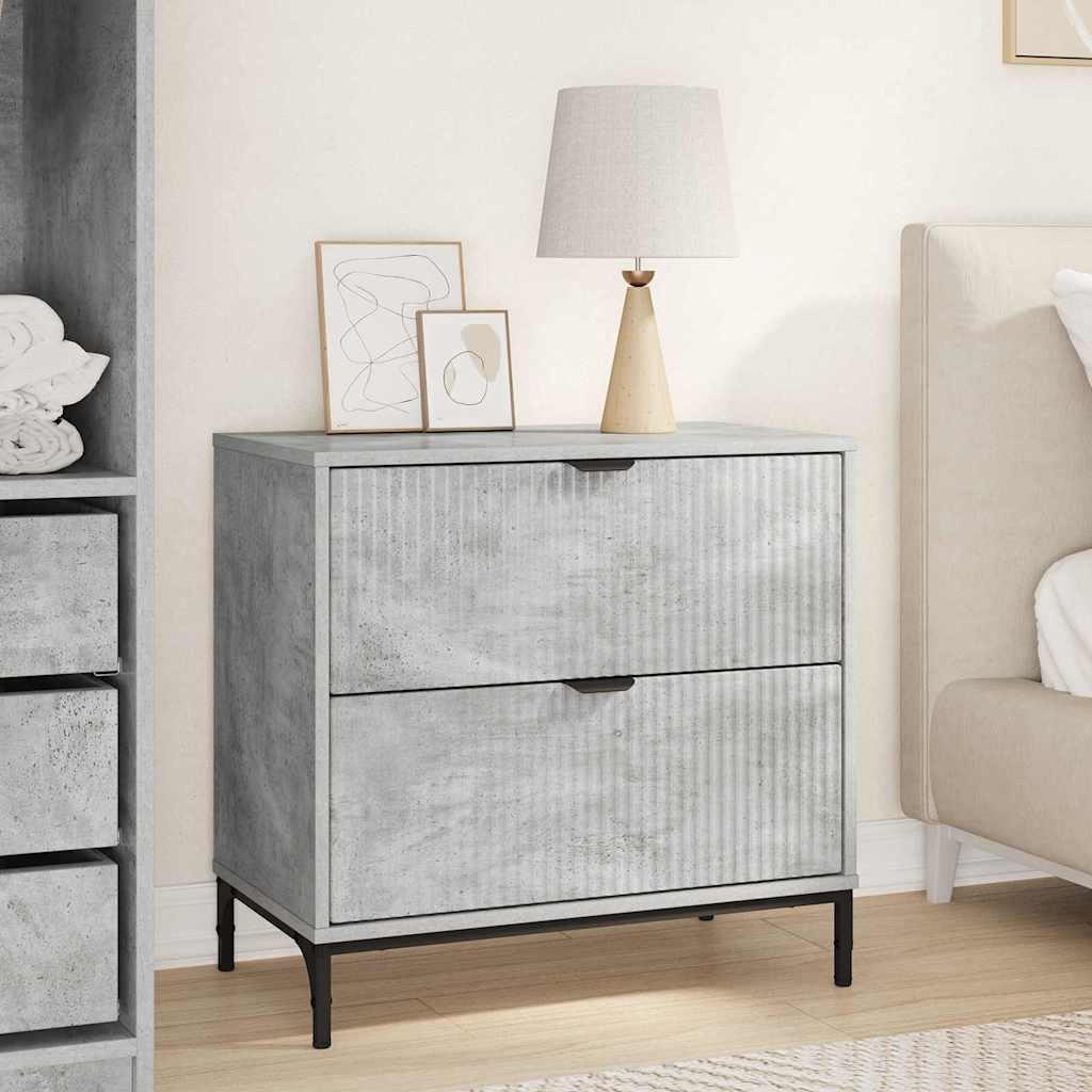 Sengebord Med Skuffe 63.5 X 36 X 61 Cm Konstrueret Træ - Betongrå