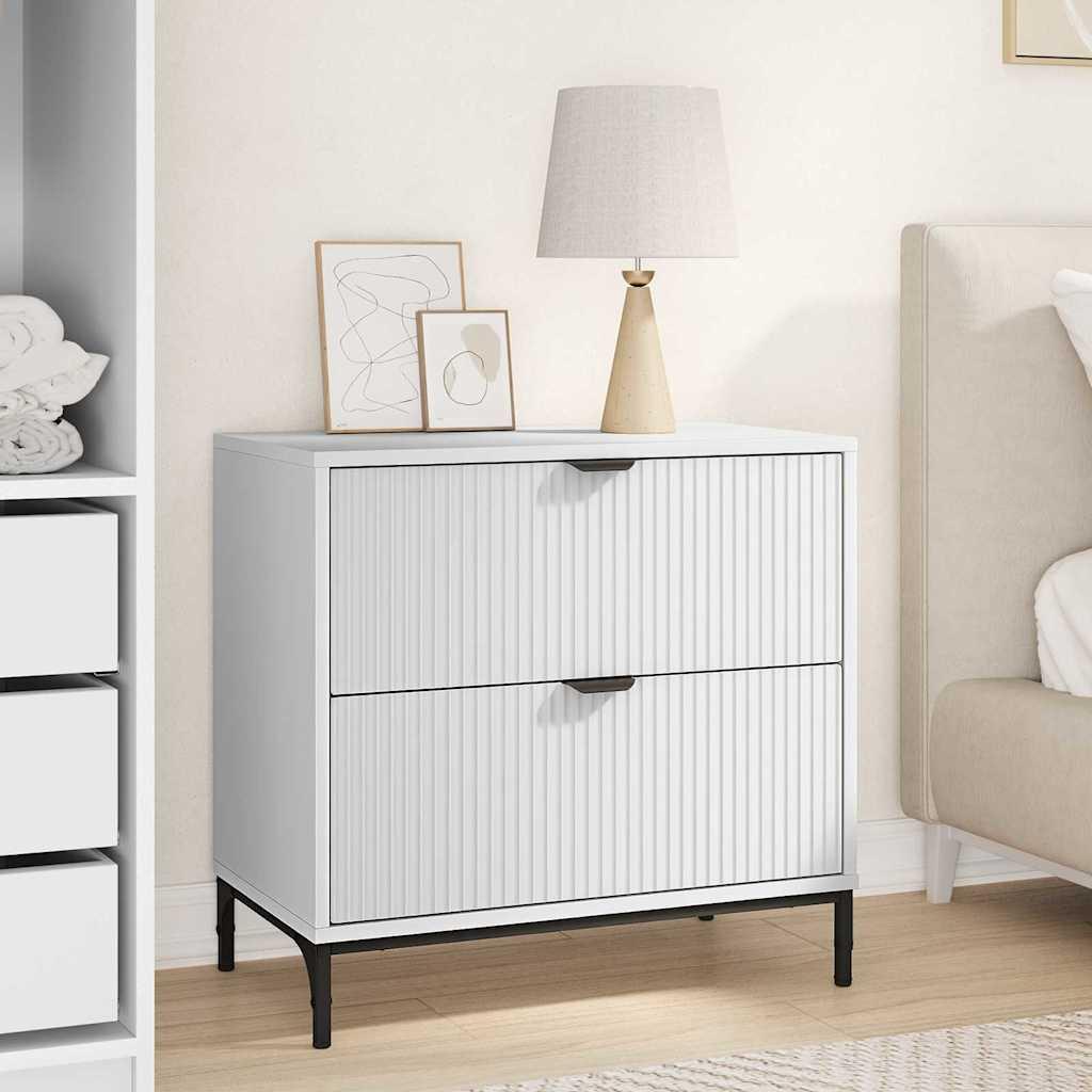 Sengebord med skuffe Hvid 63.5 x 36 x 61 cm Konstrueret træ