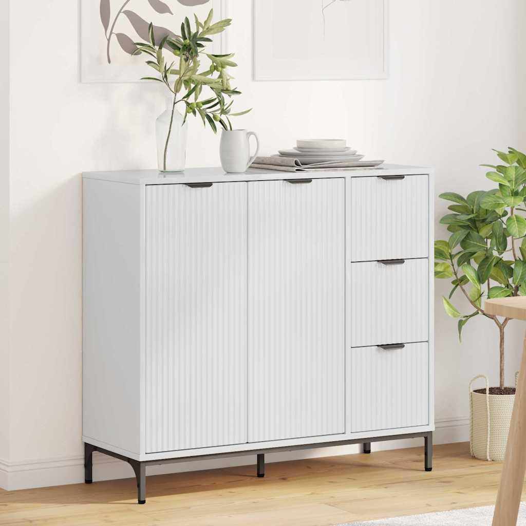Sideboard Hvid højglans 89.5 x 33 x 82 cm Konstrueret træ