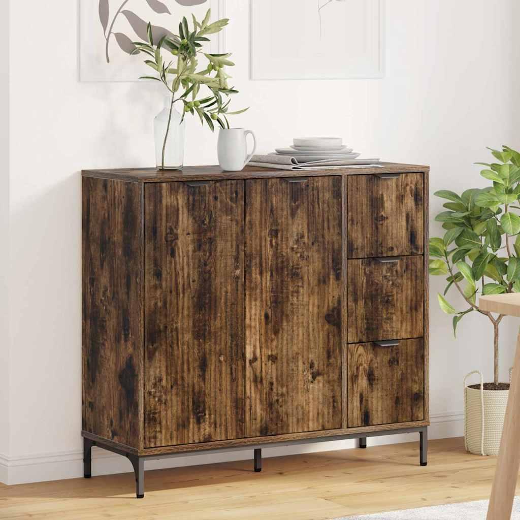 Sideboard med skuffe Røget eg 89.5 x 33 x 82 cm Konstrueret træ