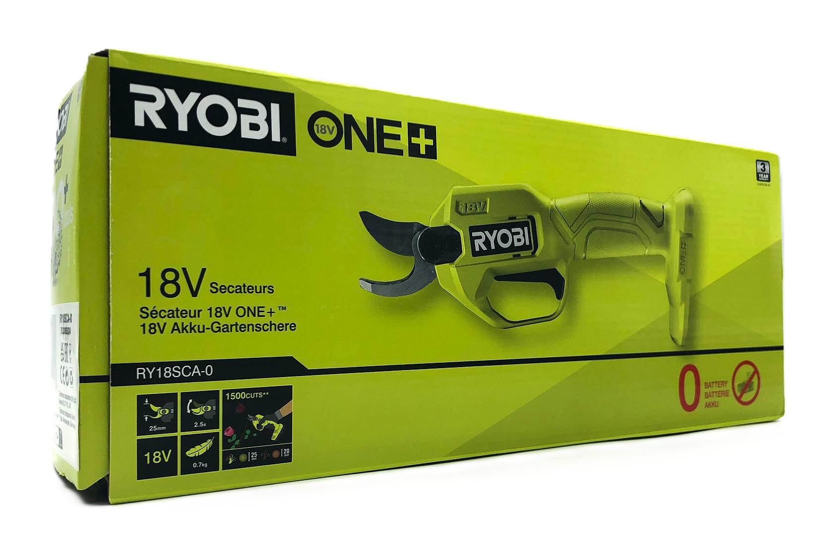 Grensaks 18V Ryobi RY18SCA-0, grøn - 2,5 cm skærediameter, batteridrevet