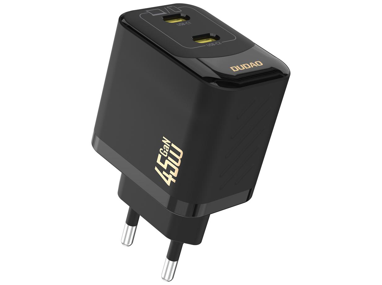 Oplader USB-C 45 W GaN - Dudao A28PEU - Sort - 2 porte