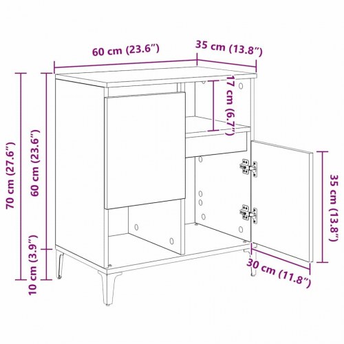 Skænk i gammelt træ 60 x 35 x 70 cm - konstrueret træ