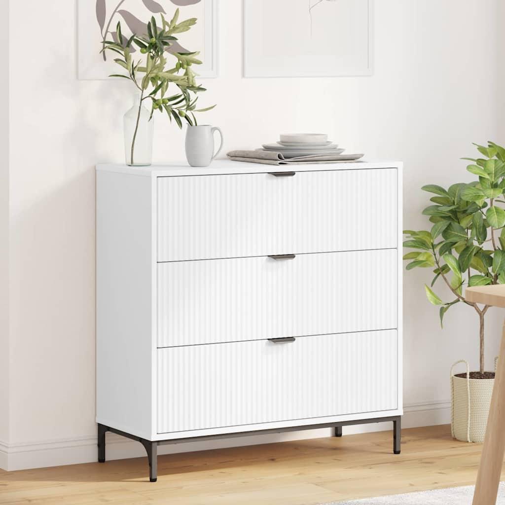 Sideboard med skuffe Hvid 79,5 x 33 x 82 cm Konstrueret træ