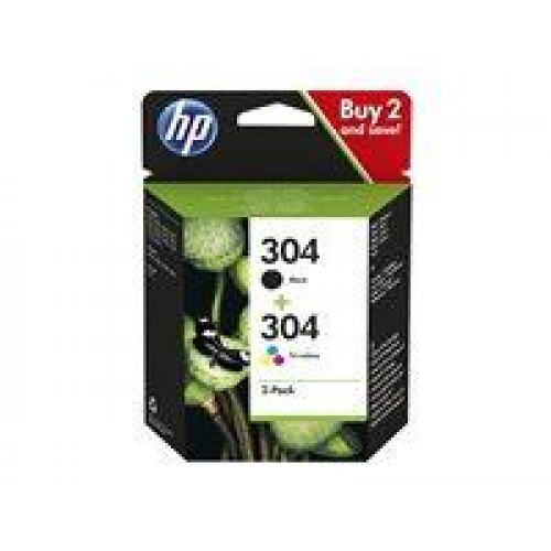 Blækpatroner HP 304 - sort (pigment) + farve - 2-pak