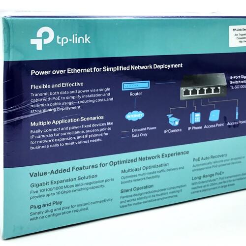 Netværksswitch TP-Link TL-SG1005P 5-porte Gigabit med PoE+