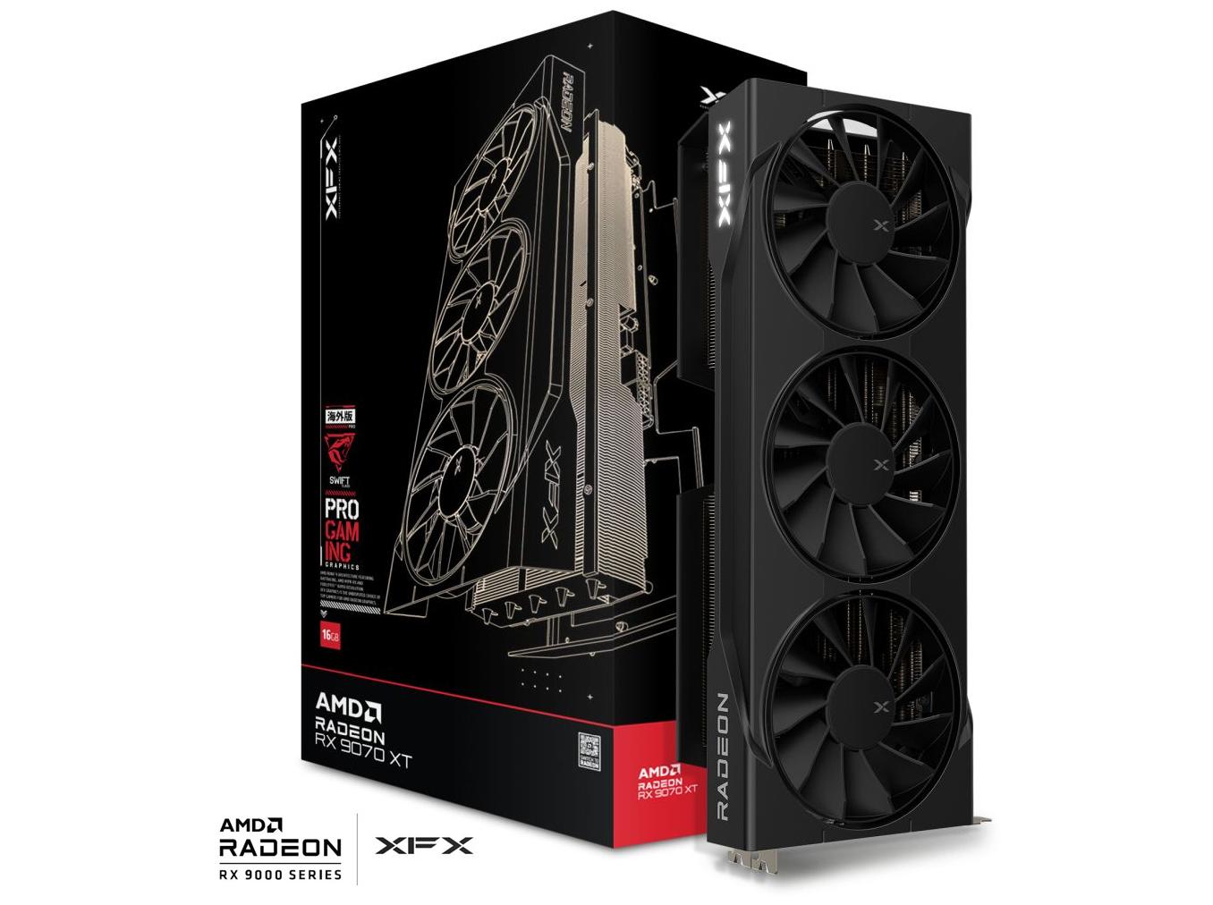 Grafikkort XFX Swift Radeon RX 9070 XT Triple Fan Gaming Edition 16 GB - sort