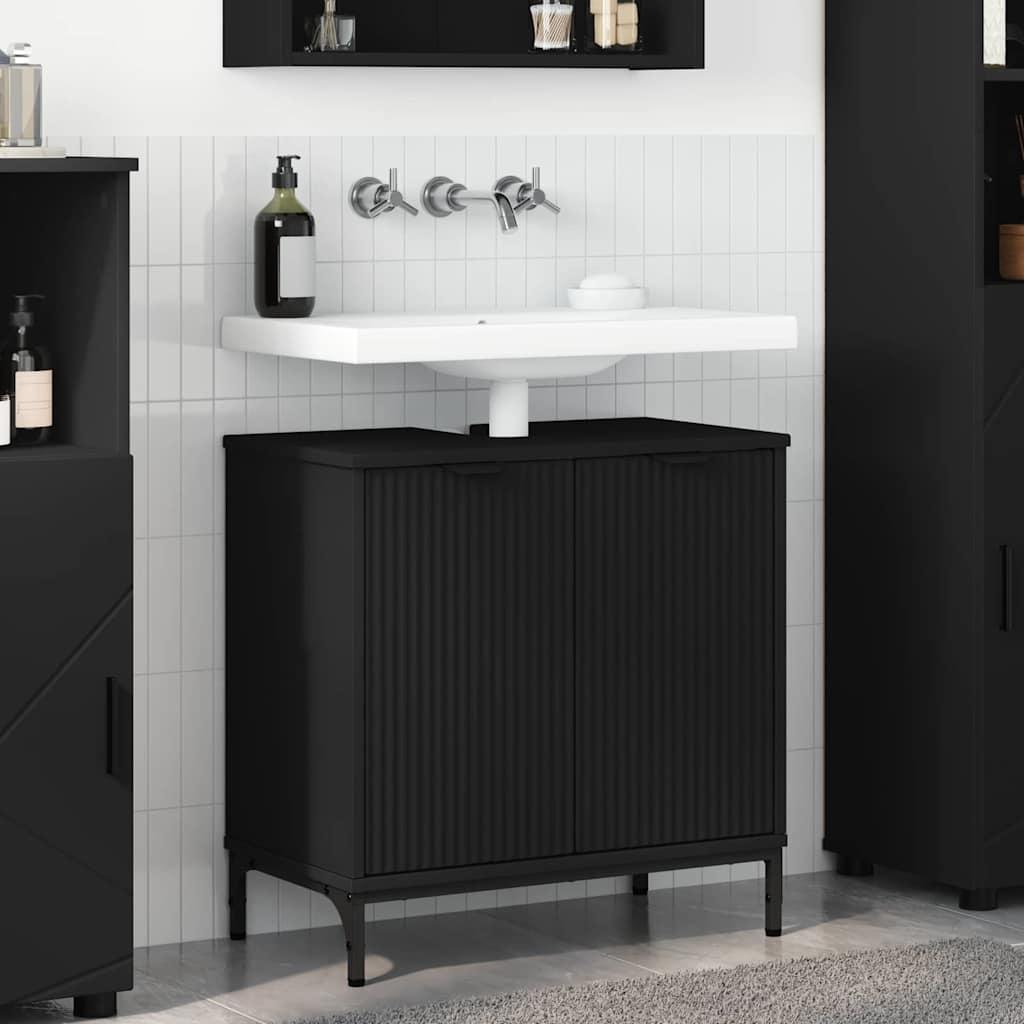 Badeværelsesskabsunder Sort 60.5 x 33.5 x 61 cm Konstrueret træ