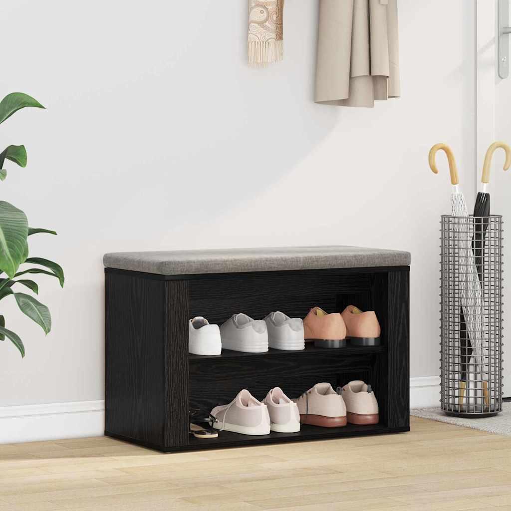 Skostativ med hylde Sort eg 75 x 35 x 45 cm Konstrueret træ
