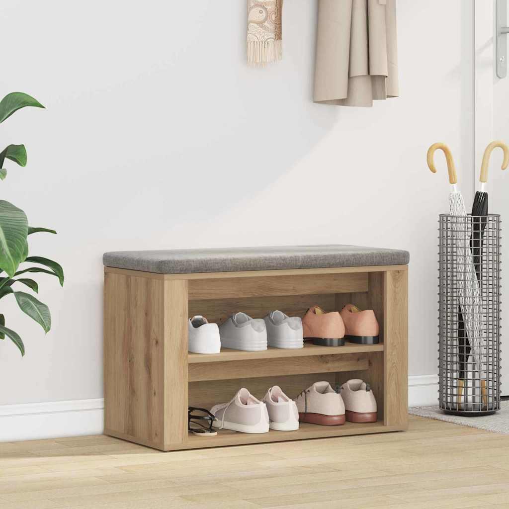 Skostativ med hylde artisan eg 75 x 35 x 45 cm Konstrueret træ billede