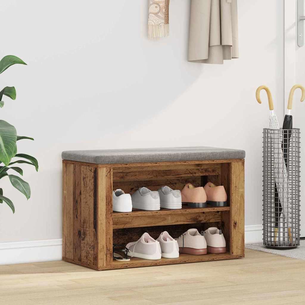 Skostativ med hylde Gammelt træ 75 x 35 x 45 cm Konstrueret træ billede