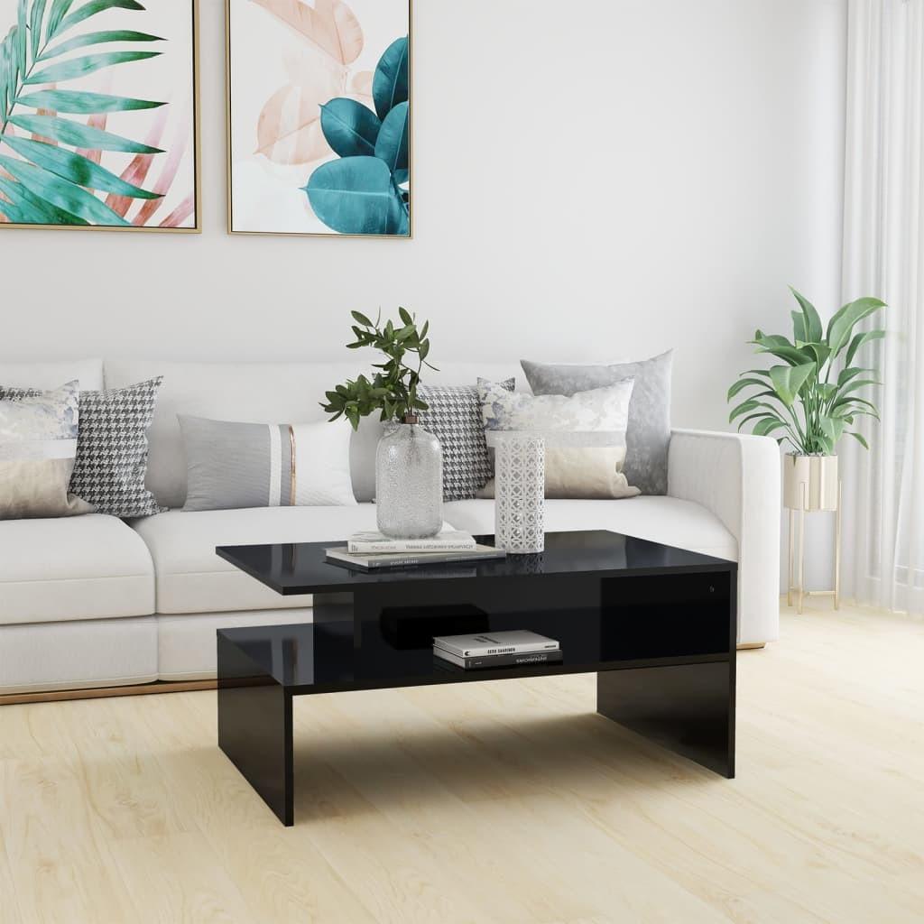 Sofabord 90x60x42,5 cm konstrueret træ sort højglans