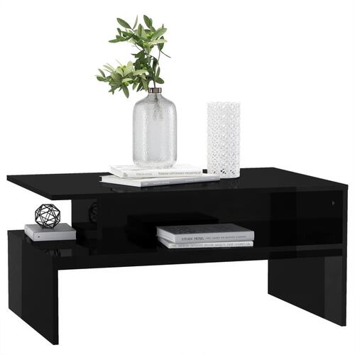 Sofabord 90x60x42,5 cm konstrueret træ sort højglans