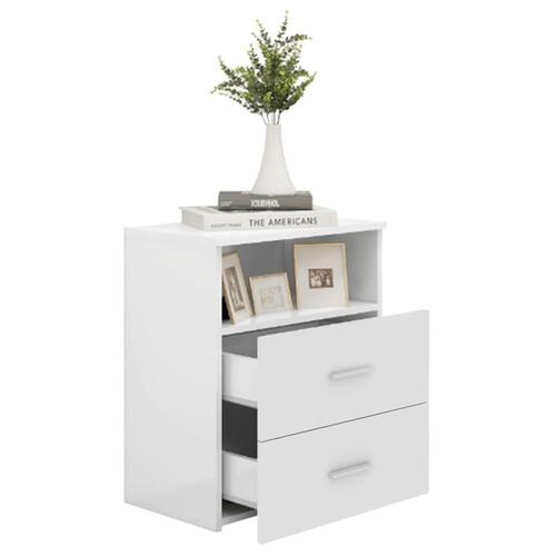 Sengeskabe 2 stk. 50x32x60 cm hvid højglans