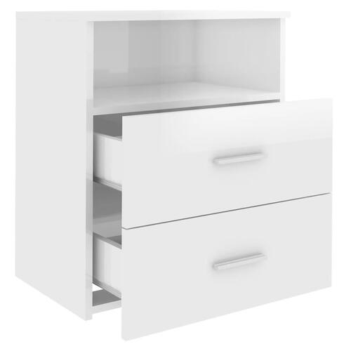 Sengeskabe 2 stk. 50x32x60 cm hvid højglans