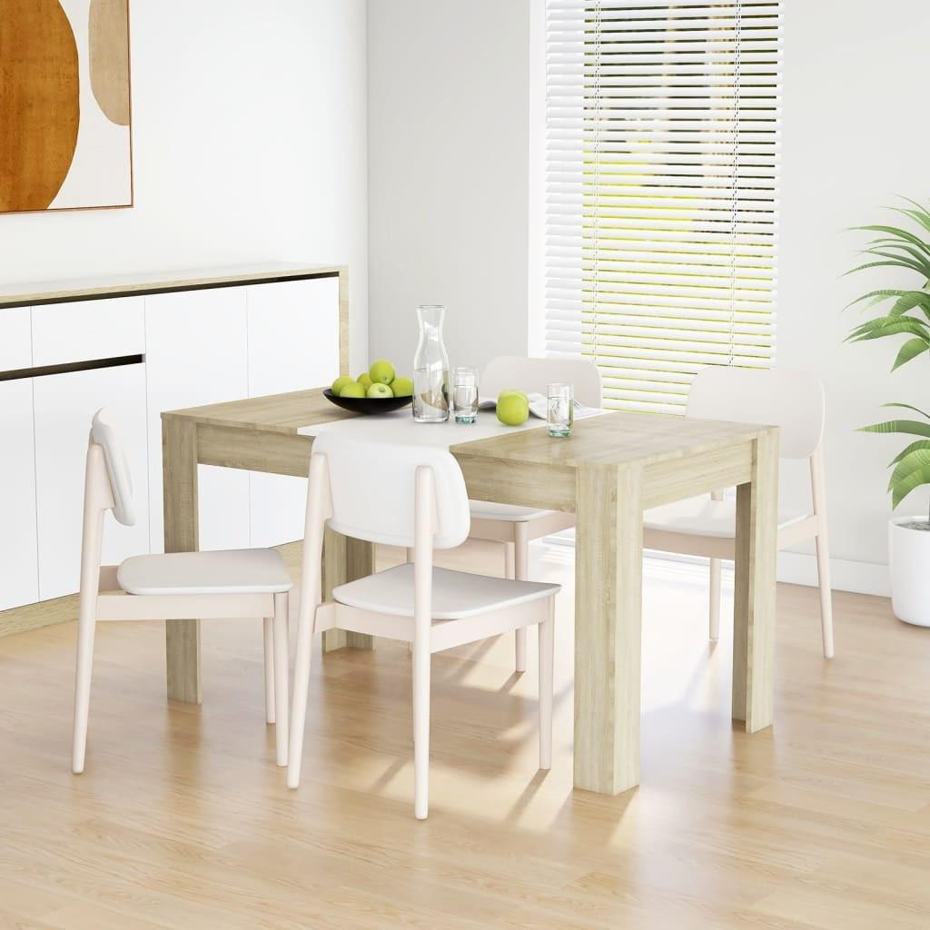 Spisebord 140x74,5x76 cm konstrueret træ hvid og sonoma-eg