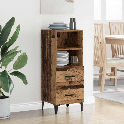 Sideboard i gammelt træ med 2 skuffer