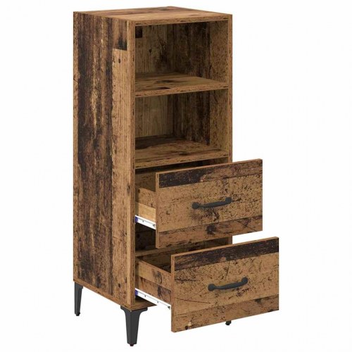 Sideboard i gammelt træ med 2 skuffer