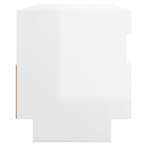 Tv-skab med LED-lys 100x35x40 cm hvid højglans
