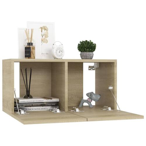 Væghængte tv-skabe 3 stk. 60x30x30 cm sonoma-eg