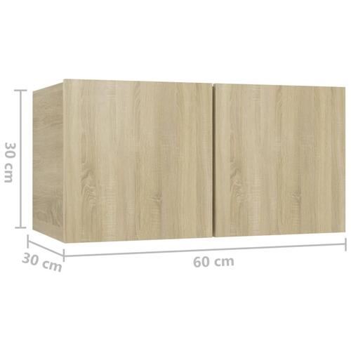 Væghængte tv-skabe 3 stk. 60x30x30 cm sonoma-eg