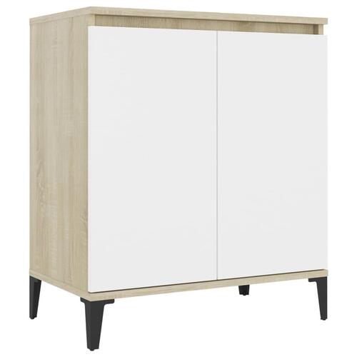 Skænk 60x35x70 cm konstrueret træ hvid og sonoma-eg