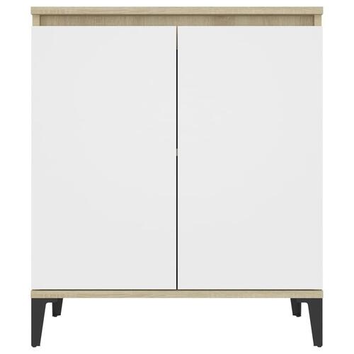 Skænk 60x35x70 cm konstrueret træ hvid og sonoma-eg