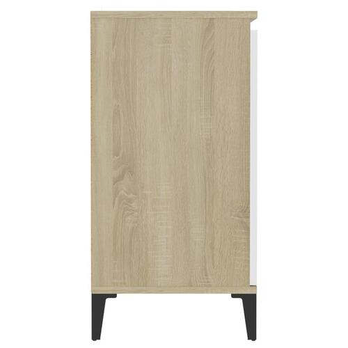 Skænk 60x35x70 cm konstrueret træ hvid og sonoma-eg