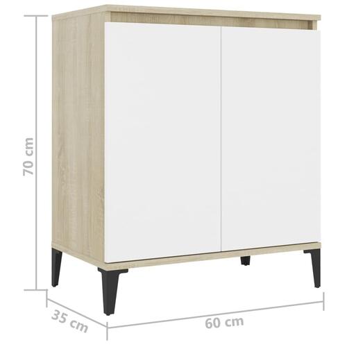 Skænk 60x35x70 cm konstrueret træ hvid og sonoma-eg