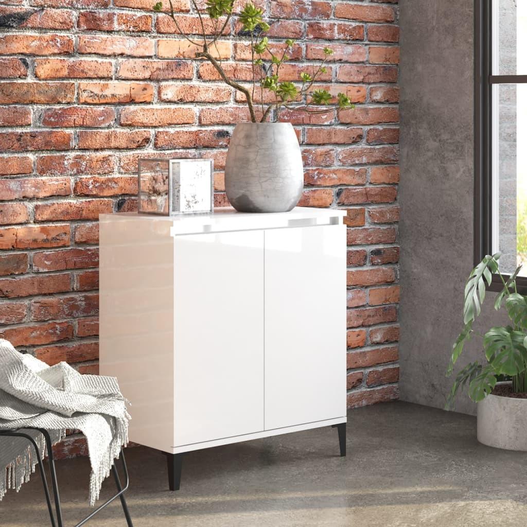 Skænk 60x35x70 cm konstrueret træ hvid højglans