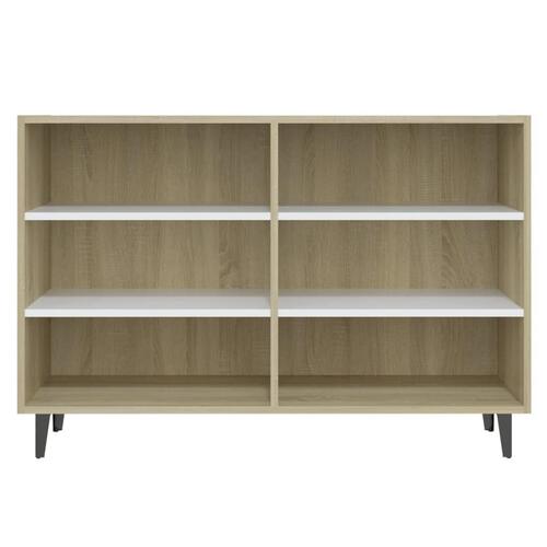 Skænk 103,5x35x70 cm konstrueret træ hvid og sonoma-eg