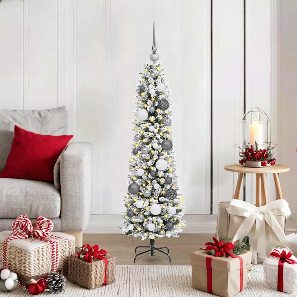 Kunstigt juletræ med stativ Hvid 120 cm PVC og metal og plast billede