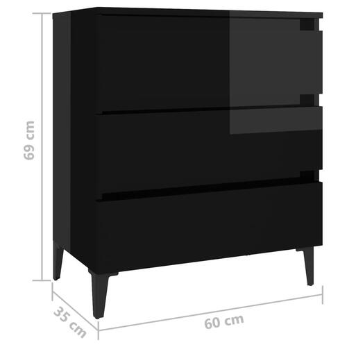 Skænk 60x35x69 cm spånplade sort højglans