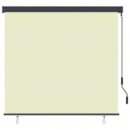 Udendørs rullegardin - cremefarvet 180 × 250 cm i stof og aluminium